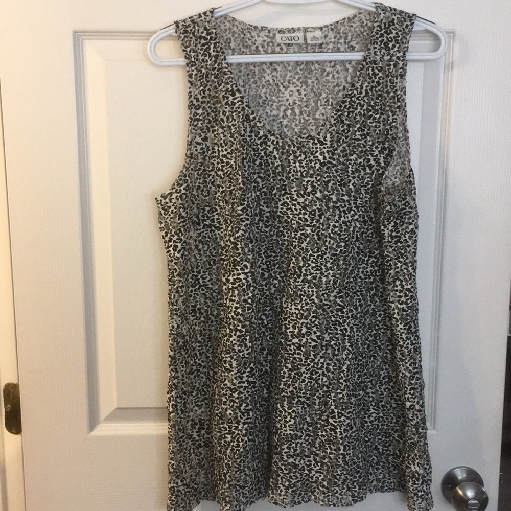 Animal print lace tank